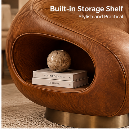 🌈COVEOACH® Modern Curved Leather Sofa with Storage Shelf
