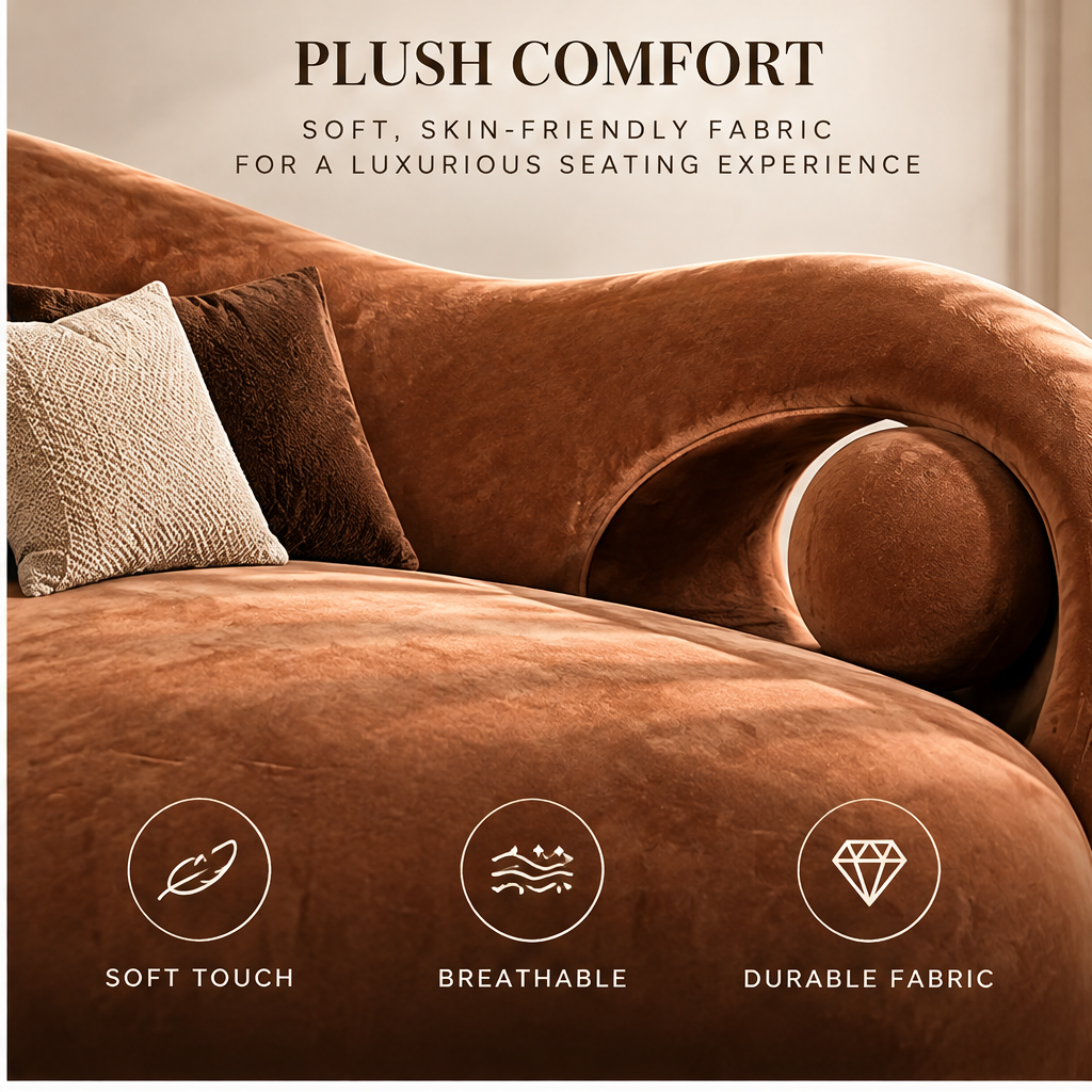🧪COVEOACH® Modern Curved Velvet Sofa with Metal Base