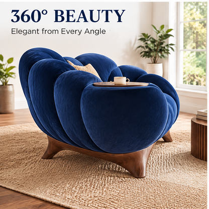 🐰COVEOACH® Modern Velvet Curved Sofa with Side Table