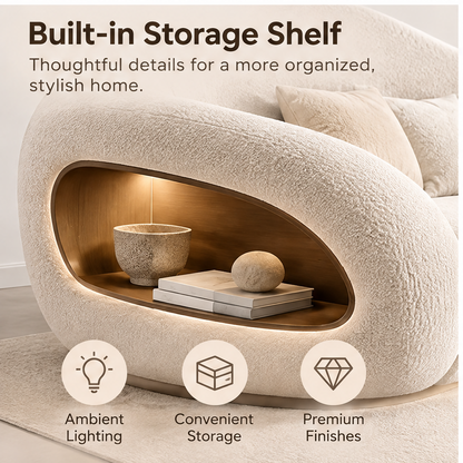 🏀COVEOACH® Modern Curved Boucle Sectional with Storage & Chaise