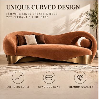 🧪COVEOACH® Modern Curved Velvet Sofa with Metal Base