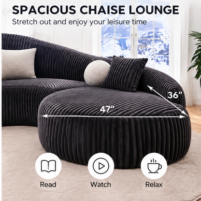 🚀COVEOACH® Ergonomic Curved Corduroy Sofa with Chaise Lounge