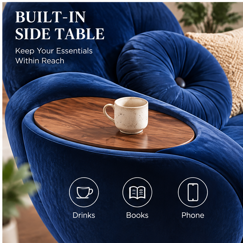 🐰COVEOACH® Modern Velvet Curved Sofa with Side Table