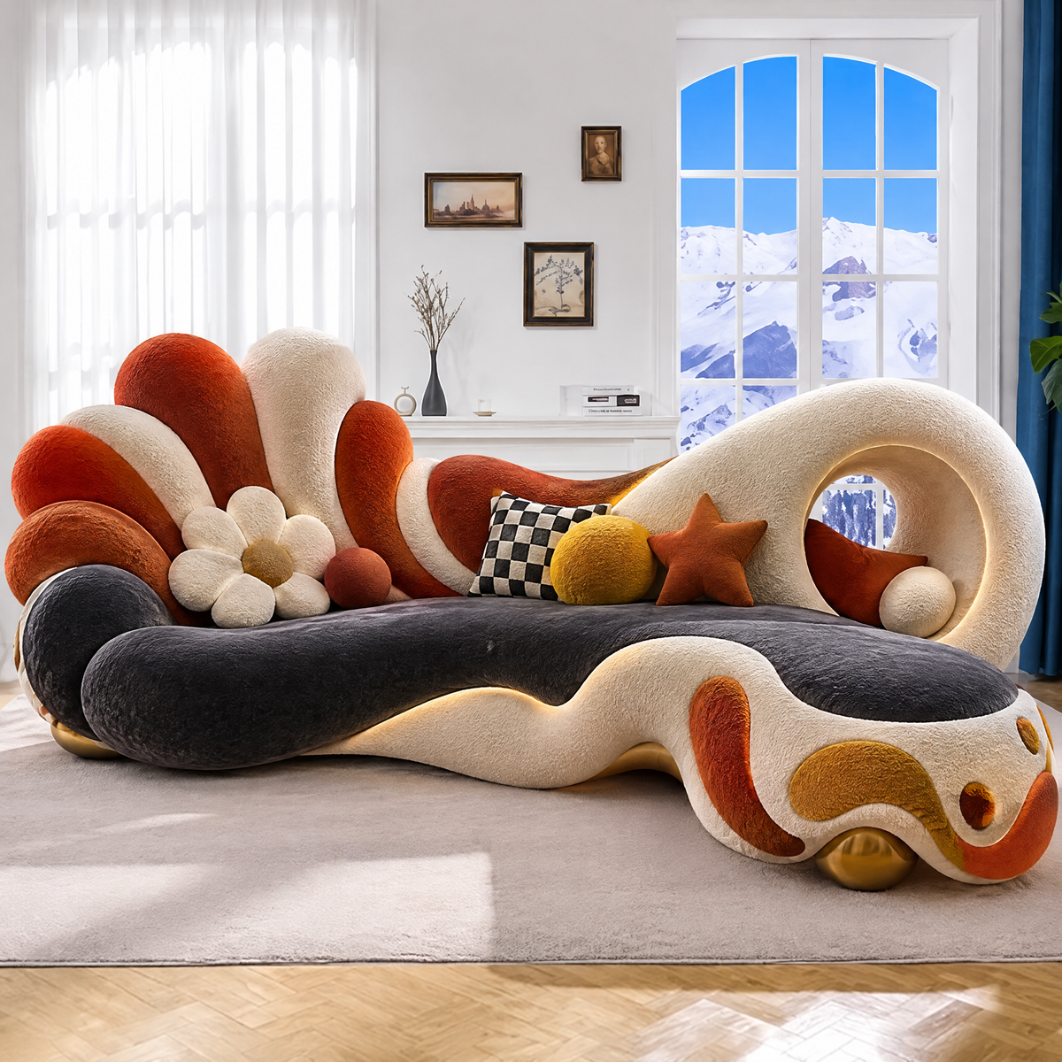 🚀COVEOACH® Ergonomic Curved Corduroy Sofa with Chaise Lounge