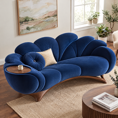 🐰COVEOACH® Modern Velvet Curved Sofa with Side Table