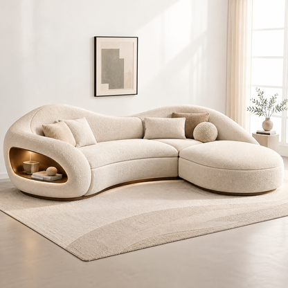🏀COVEOACH® Modern Curved Boucle Sectional with Storage & Chaise