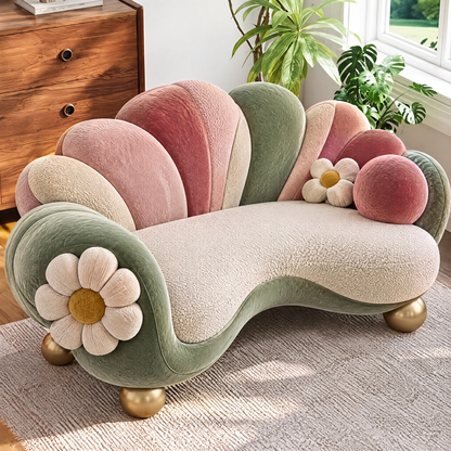 🎮COVEOACH® Modern Curved Boucle Sofa with Wood Storage